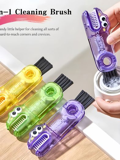 2pcs 3-In-1 Cup Lid Cleaning Brush Set A Multifunctional Cleaning Tool for Insulated Mugs, Water Bottles, And Cups; Features a Detachable Mini Brush Head for Cleaning Hard-To- Spots; Dishwasher Safe Cute Cartoon Design